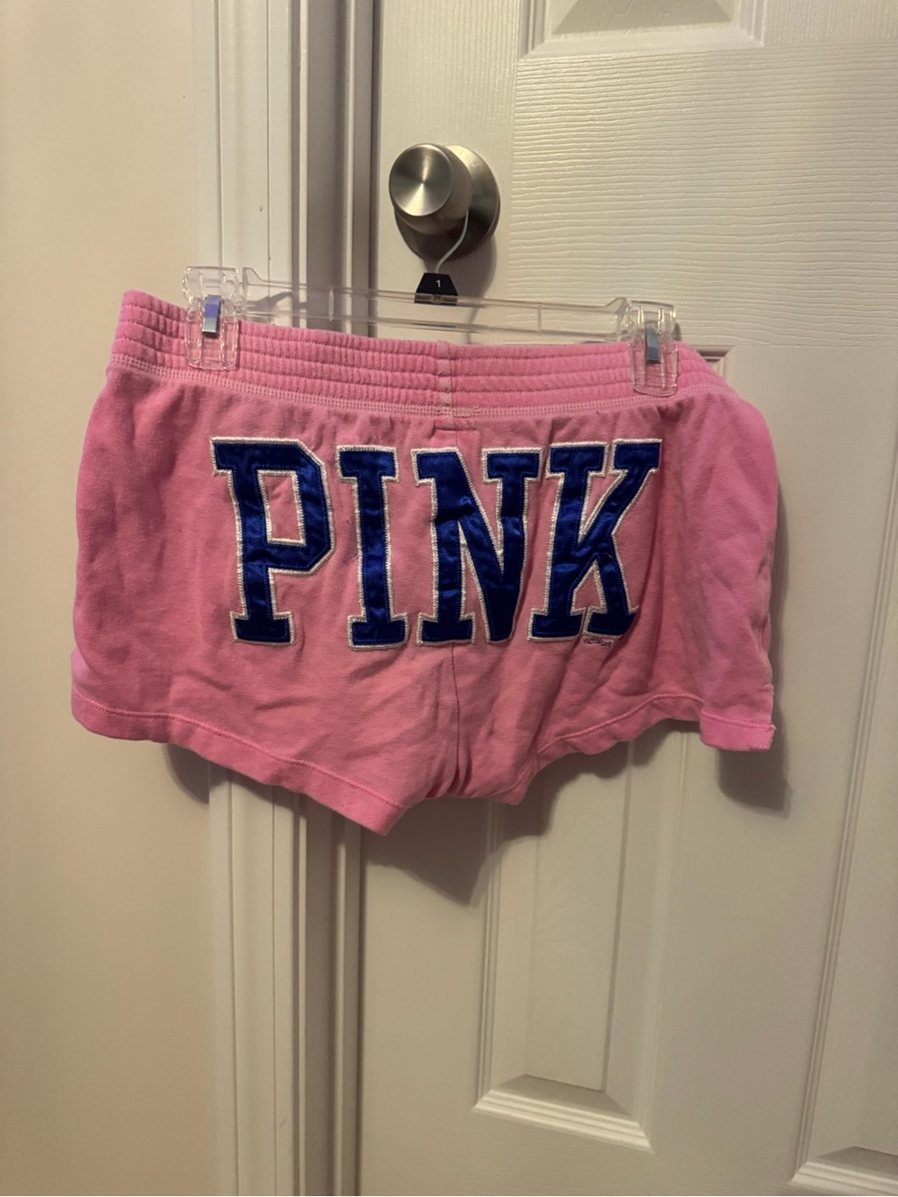 PINK Victoria's Secret Soft Pink Athletic Lounge Shorts with Navy Logo